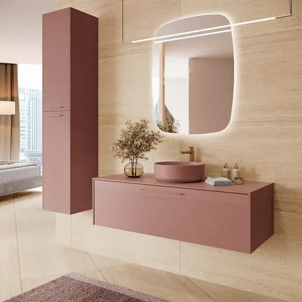 Sumiko bathroom style with refreshing design featuring mirror, sink and storage from Ambiance Bain