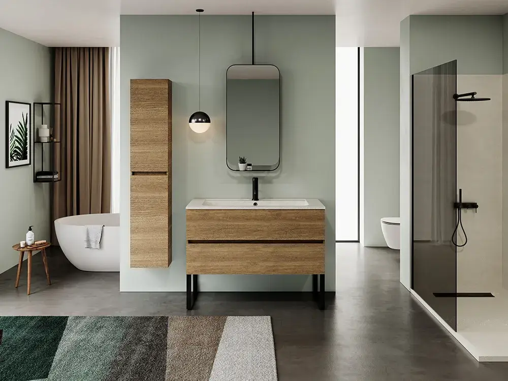 Ketty bathroom theme decor with bathroom sink, mirror, rug, lighting, shower and bath