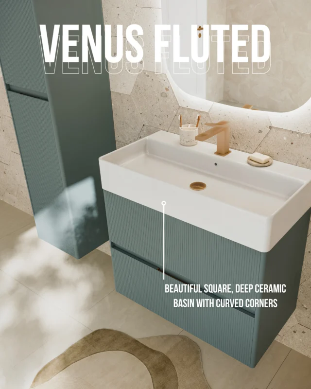 🌿 VENUS FLUTED – beauty in every detail.⁠
⁠
The striking square, deep ceramic basin with curved corners adds both elegance and functionality to your bathroom.⁠
⁠
Paired with the signature fluted fascias, VENUS FLUTED is a blend of modern design and timeless charm. Perfect for those who appreciate the finer details.⁠
⁠
Curved elegance meets functional design.⁠
⁠
-⁠
⁠
🔗 Tap the link in our bio to browse our luxury bathroom furniture ranges!⁠
⁠
🛁 Don’t forget to drop us a follow!⁠
⁠
📲 Visit our bio & fill in our contact form to get in touch!⁠
⁠
#bathroominspo #bathroomdecor #interiordesign #bathroomfurniture #modularbathroomfurniture #fittedbathroomfurniture #showerspaces