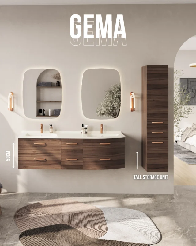 Available in two unit sizes, 35cm and 50cm, GEMA offers the perfect fit for any space.⁠
⁠
Plus, the tall storage unit provides even more room for all your essentials while maintaining a sleek, sophisticated look.⁠
⁠
-⁠
⁠
🔗 Tap the link in our bio to browse our luxury bathroom furniture ranges!⁠
⁠
🛁 Don’t forget to drop us a follow!⁠
⁠
📲 Visit our bio & fill in our contact form to get in touch!⁠
⁠
#bathroominspo #bathroomdecor #interiordesign #bathroomfurniture #modularbathroomfurniture #fittedbathroomfurniture #showerspaces