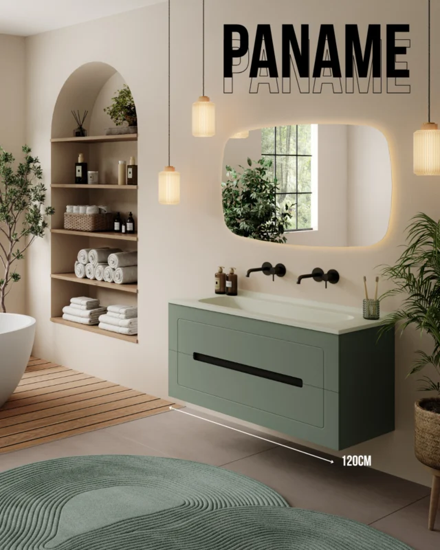 Say hello to effortless elegance 🌿⁠
⁠
Our Paname unit in 120cm width offers generous storage, sleek symmetry and now, a fresh new finish for 2025: Matcha 🍵⁠
⁠
Soft, calming and beautifully on trend, Matcha adds a soothing touch to Paname’s refined design and modern silhouette.⁠
⁠
Designed to make a statement without saying a word.⁠
⁠
Big on space. Bigger on style.⁠
⁠
-⁠
⁠
🔗 Tap the link in our bio to browse our spa-like bathroom furniture range, and create your perfect bathroom.⁠
⁠
#bathroominspo #bathroomdecor #interiordesign #bathroomfurniture #modularbathroomfurniture #fittedbathroomfurniture #showerspaces #spaceefficient #smartdesign